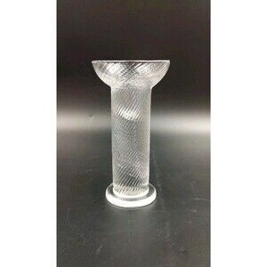 Riekes Crisa Crystal Optic Swirl Ball Taper Candle Holder Hand Blown in Italy